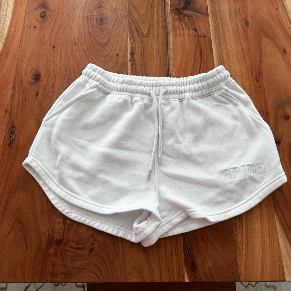 White Women's Embroidered Bride Shorts Six Stories